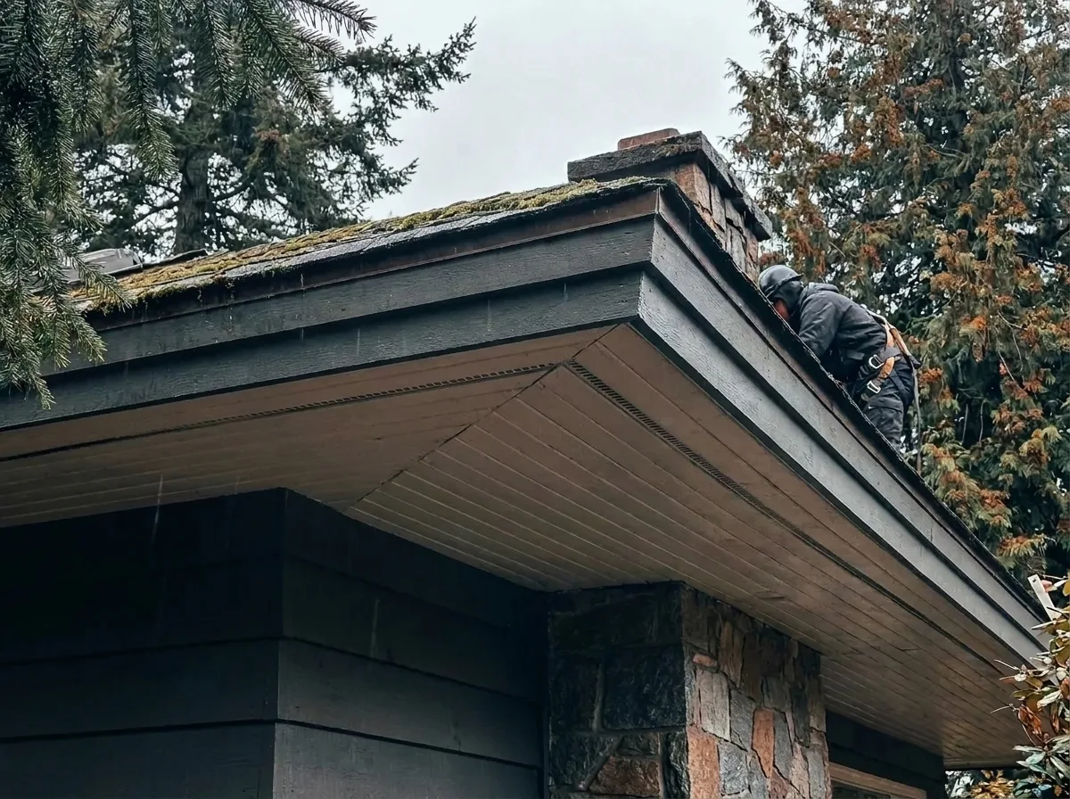 Replaced fascia and soffit at the roof edge of a Victoria BC house with restored ventilation
